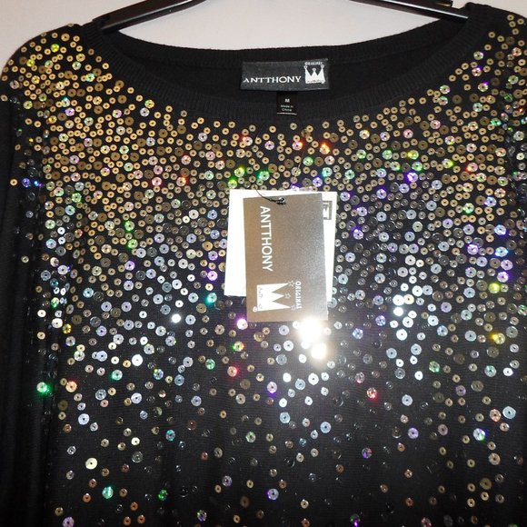 M Antthony Cotton Blend Sequin Holiday Sweater NWT - Picture 5 of 5